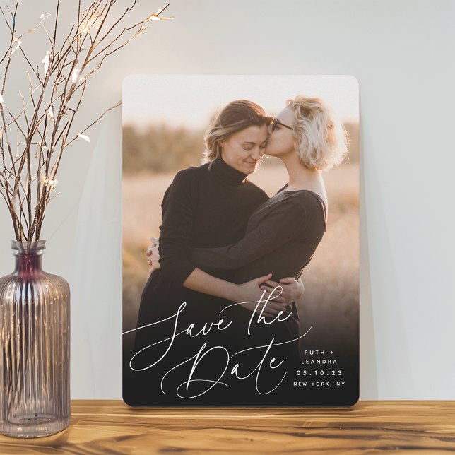 Windswept Script | Vertical Photo Save The Date (Creator Uploaded)