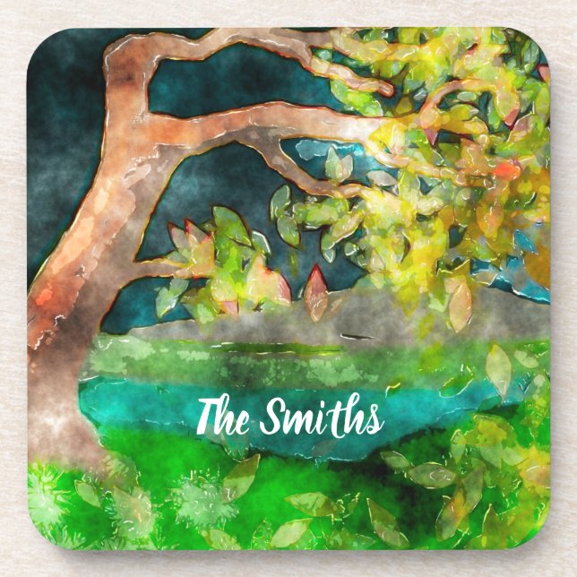Windswept Tree Beverage Coaster (Front)