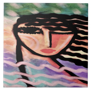 Windy Abstract Digital Painting Ceramic Tile