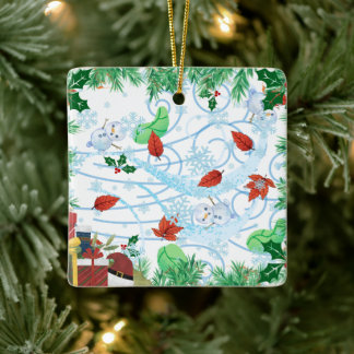 Windy Christmas Ceramic Ornament