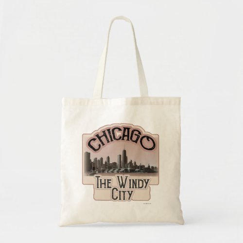 Windy City Chicago Style Fun Skyline Design Tote Bag