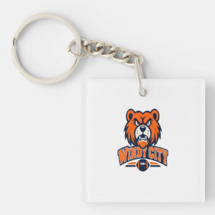 Windy City Football Angry Bear Mascot Sports Fan A Keychain
