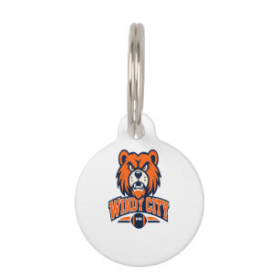 Windy City Football Angry Bear Mascot Sports Fan A Pet ID Tag