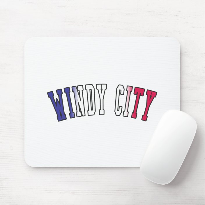 Windy City in Illinois State Flag Colors Mouse Pad