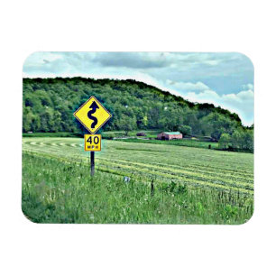 Windy Curvy Road Sign Country Landscape Magnet