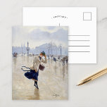 Windy Day | Jean Béraud Postcard<br><div class="desc">Windy Day, Place De La Concorde (c. 1890) | Original artwork by French painter Jean Béraud (1849-1935). The artist is known for his many paintings illustrating the daily life of Parisian society during the Belle Époque. His work includes beautifully detailed scenes of the Champs Elysees, cafés, Montmartre and the banks...</div>
