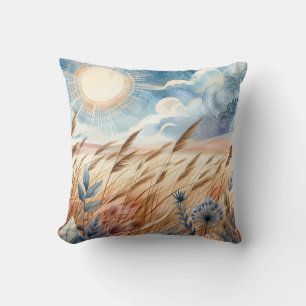 Windy Day Rustic Boho Mountain Prairie Country Throw Pillow