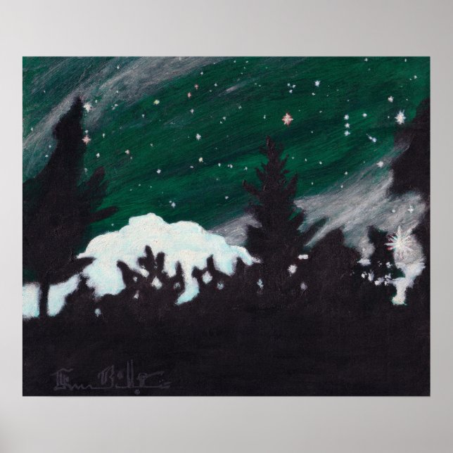 Windy Evergreen Night: Print (Front)