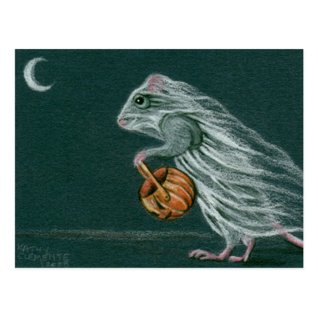Windy Halloween Ghost Postcard