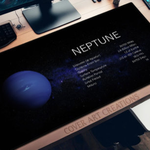 Windy Neptune Deep Blue Planet Desk Mat