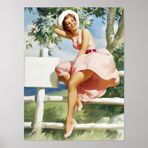 Windy on Fence Pin Up Poster