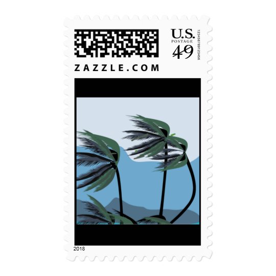 WINDY PALM TREES BLUES TROPICAL SCENERY NATURE POSTAGE