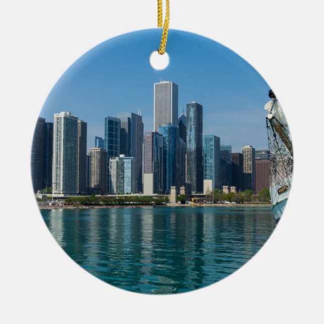 Windy Sailing Ceramic Ornament (Front)