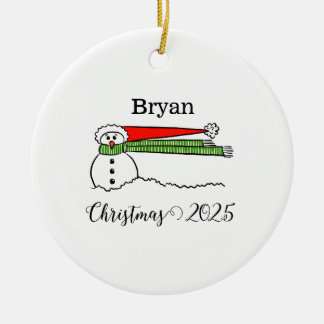 Windy Snowman Personalized Ornament