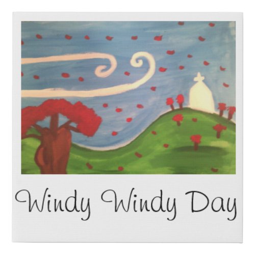 Windy Windy Day Fall Wrapped Canvas Print