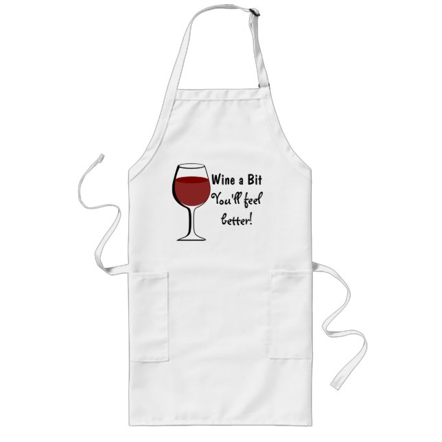"WINE A BIT" LONG APRON (Front)