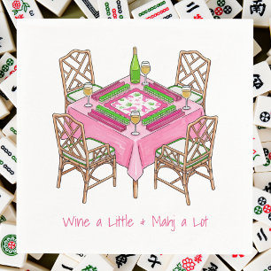 Wine a Little and Mahj a Lot Preppy Mahjong Party Napkins