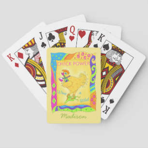 Wine a Little Chick Power Name Personalized Yellow Poker Cards