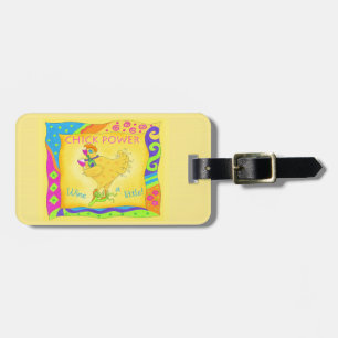 Wine a Little Chick Power Whimsy Yellow Luggage Tag