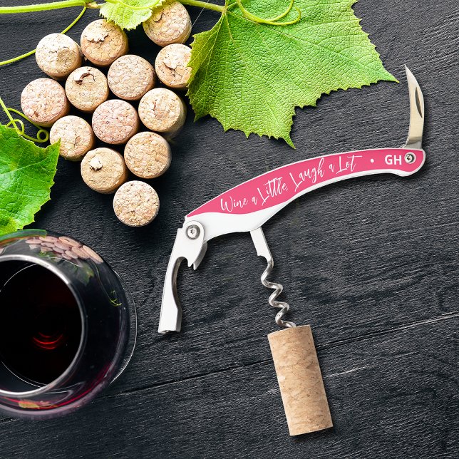 Wine a Little Laugh A Lot Party Waiter's Corkscrew (Personalized Corkscrew with your initials on the end - great gift idea!)