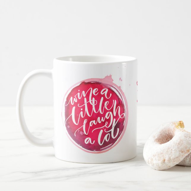 Wine a Little Laugh A Lot Personalized Coffee Mug (With Donut)