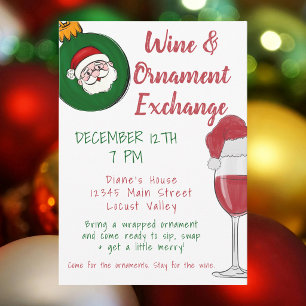 Wine a Little Swap a Lot Ornament Exchange Invitation