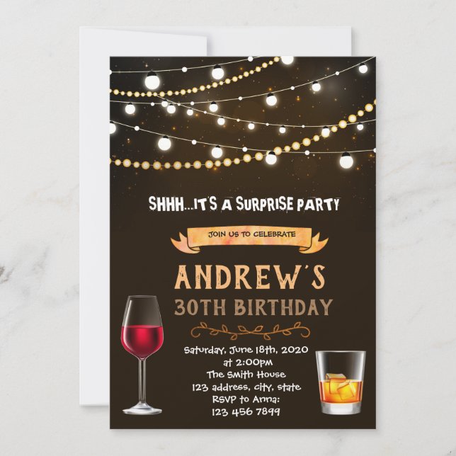 Wine adult birthday invitation (Front)