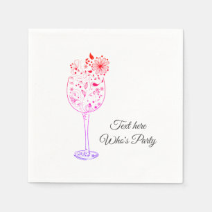 wine, adult birthday, wedding, floral napkins