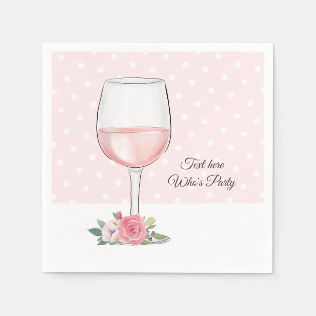 wine, adult birthday, wedding, floral napkins (Front)