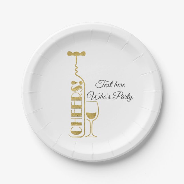 wine, adult birthday, wedding, party paper plates (Front)