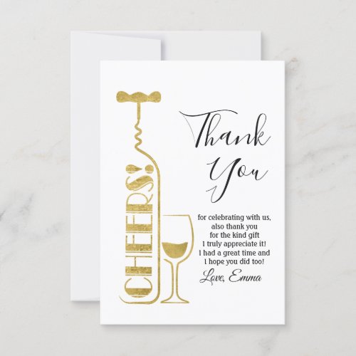 wine adult birthday wedding party thank you card