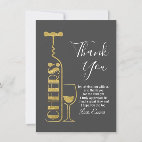wine adult birthday wedding party thank you card