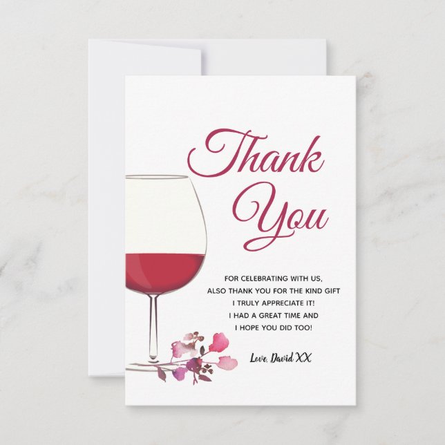 wine, adult, thank you card (Front)