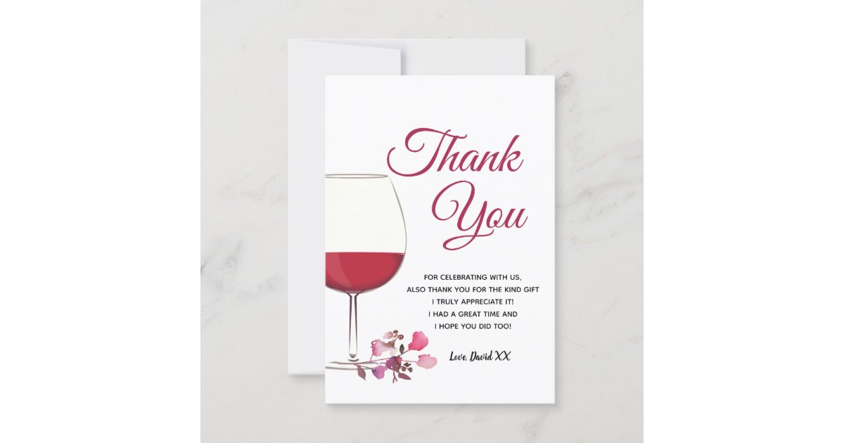 wine, adult, thank you card | Zazzle
