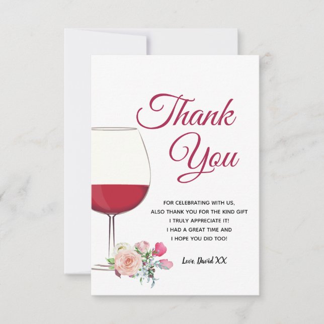 wine, adult, thank you card (Front)