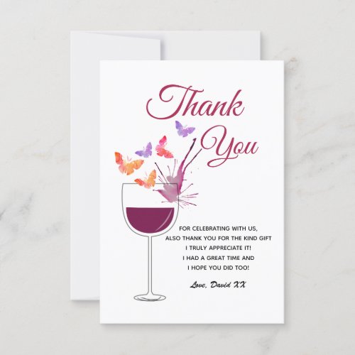 wine adult thank you card