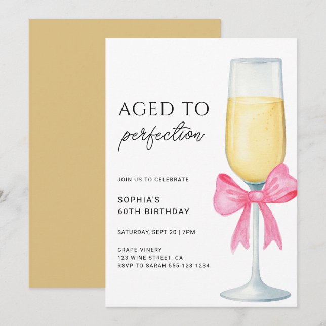 Wine Aged To Perfection 60th Birthday Party Invitation (Front/Back)