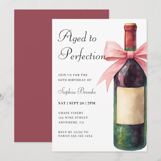 Wine Aged To Perfection 60th Birthday Party Invitation (Front/Back)