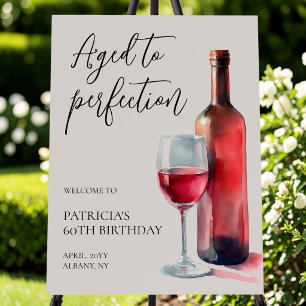 Wine Aged to Perfection 60th Birthday Welcome Sign