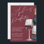 Wine Aged To Perfection Adult Birthday Party Invitation<br><div class="desc">Sophisticated Burgundy and Gold Wine Birthday Invitation. Celebrate fifty fabulous years with this elegant and timeless design, featuring a black and gold watercolor wine bottle paired with a matching wine glass filled with red wine on the right side for a bold, modern touch. “Aged To Perfection” is displayed at the...</div>