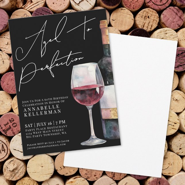 Wine Aged To Perfection Adult Birthday Party Invitation (Wine Aged To Perfection Adult Birthday Party Invitation)