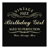 Wine Aged to Perfection Birthday Black Invitation