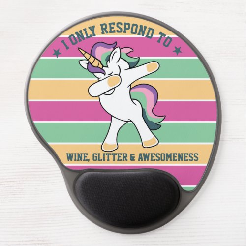 Wine and Awesomeness Dabbing Unicorn Gel Mouse Pad