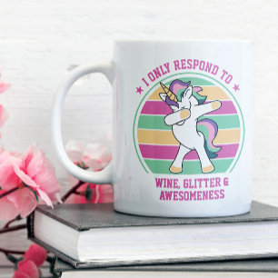 Wine and Awesomeness Dabbing Unicorn Giant Coffee Mug