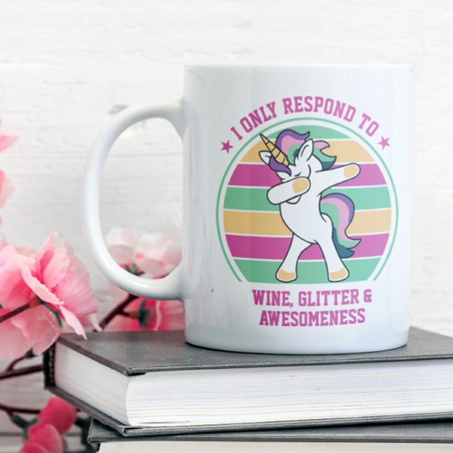 Wine and Awesomeness Dabbing Unicorn Giant Coffee Mug (Bring the unicorn magic on your next cup of coffee .)
