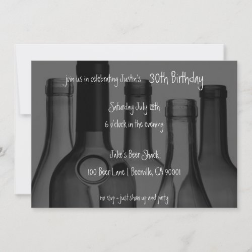 Wine and Beer Bottle Birthday Party Invitations