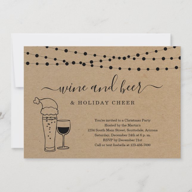 Wine and Beer & Holiday Cheer Christmas Party Invitation (Front)