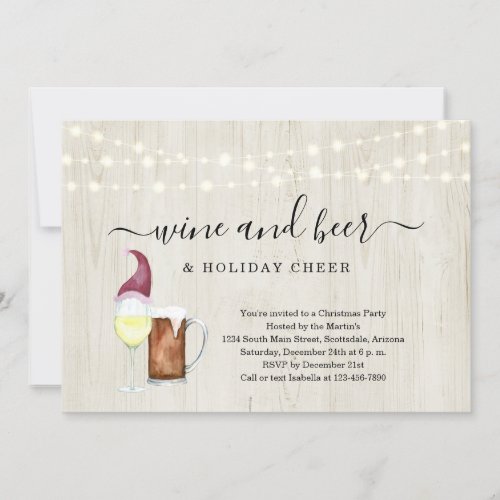 Wine and Beer  Holiday Cheer Christmas Party Invitation