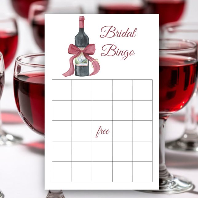 Wine and Bow Bridal shower bingo game (Creator Uploaded)
