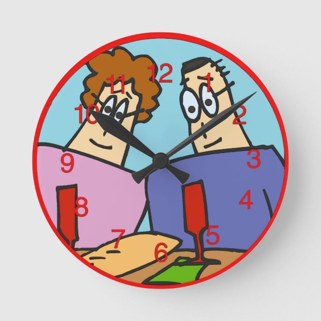 Wine and Bread Couple Clock (Front)